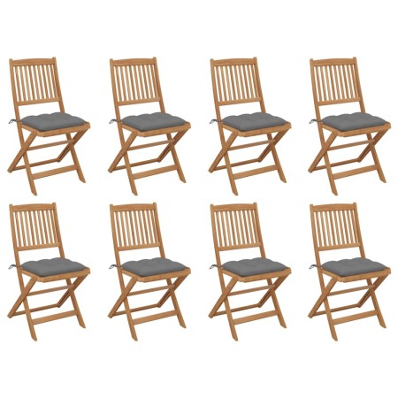 8 pcs folding garden chairs and solid acacia wood cushions by vidaXL, Garden chairs - Ref: Foro24-3075129, Price: 384,43 €, D...