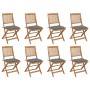 8 pcs folding garden chairs and solid acacia wood cushions by vidaXL, Garden chairs - Ref: Foro24-3075129, Price: 384,43 €, D...