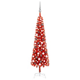 Schlanker Weihnachtsbaum mit LEDs und roten Kugeln 150 cm von vidaXL, Weihnachtsbäume - Ref: Foro24-3078122, Preis: 58,60 €, ...