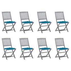 8 pcs folding garden chairs and solid acacia wood cushions by vidaXL, Garden chairs - Ref: Foro24-3078309, Price: 397,82 €, D...