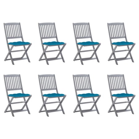 8 pcs folding garden chairs and solid acacia wood cushions by vidaXL, Garden chairs - Ref: Foro24-3078309, Price: 397,82 €, D...