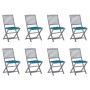 8 pcs folding garden chairs and solid acacia wood cushions by vidaXL, Garden chairs - Ref: Foro24-3078309, Price: 397,82 €, D...