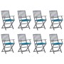 8 pcs folding garden chairs and solid acacia wood cushions by vidaXL, Garden chairs - Ref: Foro24-3078281, Price: 373,76 €, D...