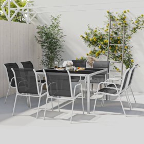 Juego de comedor de jardín 9 piezas acero de vidaXL, Conjuntos de jardín - Ref: Foro24-3073469, Precio: 440,99 €, Descuento: %