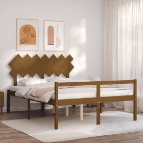 Elderly bed with honey brown wooden headboard 140x200 cm by vidaXL, Beds and slatted bases - Ref: Foro24-3195549, Price: 154,...