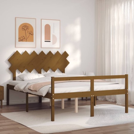 Cama personas mayores cabecero madera marrón miel 140x200 cm de vidaXL, Camas y somieres - Ref: Foro24-3195549, Precio: 154,7...