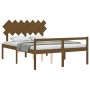 Elderly bed with honey brown wooden headboard 140x200 cm by vidaXL, Beds and slatted bases - Ref: Foro24-3195549, Price: 154,...