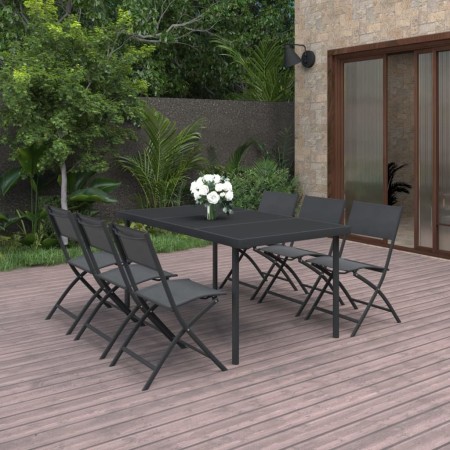 Juego de comedor para jardín 7 piezas acero de vidaXL, Conjuntos de jardín - Ref: Foro24-3073505, Precio: 369,09 €, Descuento: %