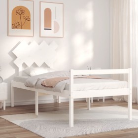 Elderly bed solid wood headboard white 90x200 cm by vidaXL, Beds and slatted bases - Ref: Foro24-3195532, Price: 133,99 €, Di...