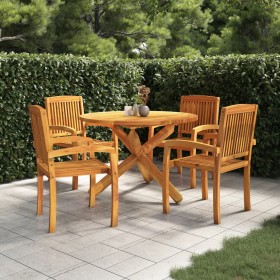 5-teiliges Garten-Essset aus massivem Teakholz von vidaXL, Gartensets - Ref: Foro24-3073202, Preis: 732,99 €, Rabatt: %