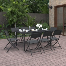 Juego de comedor para jardín 9 piezas acero de vidaXL, Conjuntos de jardín - Ref: Foro24-3073506, Precio: 432,24 €, Descuento: %