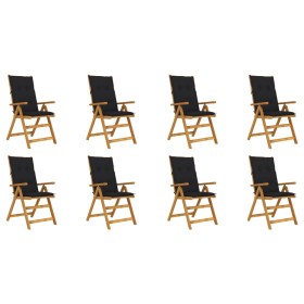 Folding garden chairs and cushions 8 pcs solid acacia wood by vidaXL, Garden chairs - Ref: Foro24-3075076, Price: 625,99 €, D...