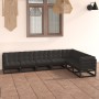 Set de muebles de jardín 7 pzas con cojines madera pino negro de vidaXL, Conjuntos de jardín - Ref: Foro24-3076798, Precio: 7...