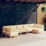 Garden furniture 7 pieces and cushions solid cream pine wood by vidaXL, Garden sets - Ref: Foro24-3097163, Price: 536,74 €, D...