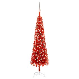 Árbol de Navidad delgado con LEDs y bolas rojo 210 cm de vidaXL, Arboles de navidad - Ref: Foro24-3078083, Precio: 65,99 €, D...