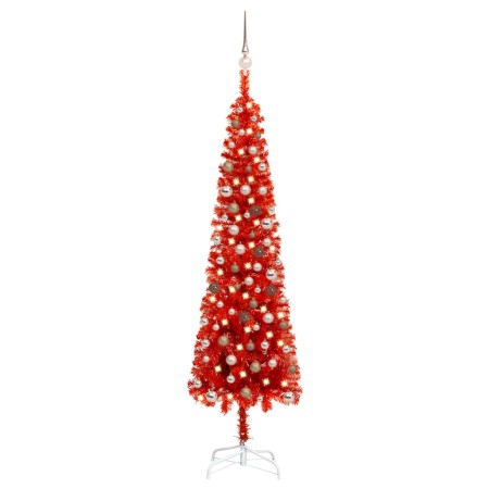 Slim Christmas tree with LEDs and balls red 210 cm by vidaXL, Christmas trees - Ref: Foro24-3078083, Price: 65,84 €, Discount: %