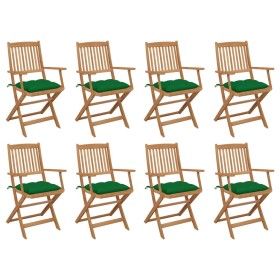 8 pcs folding garden chairs and solid acacia wood cushions by vidaXL, Garden chairs - Ref: Foro24-3075105, Price: 404,87 €, D...