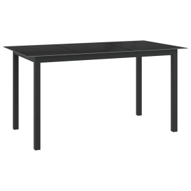 Aluminum and black glass garden table 150x90x74 cm by vidaXL, Garden tables - Ref: Foro24-312201, Price: 133,64 €, Discount: %