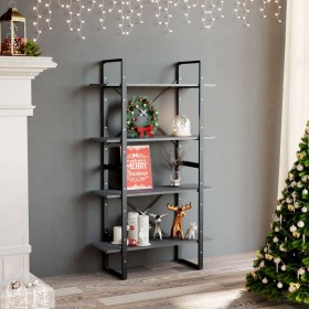 4-tier solid gray pine wood shelf 80x30x140 cm by vidaXL, Bookcases and shelves - Ref: Foro24-806464, Price: 62,90 €, Discoun...