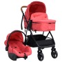 Carrito de bebés 3 en 1 de acero rojo y negro de vidaXL, Cochecitos de bebé - Ref: Foro24-10333, Precio: 180,47 €, Descuento: %