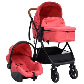 3-in-1-Kinderwagen aus rot-schwarzem Stahl von vidaXL, Kinderwagen - Ref: Foro24-10333, Preis: 180,99 €, Rabatt: %