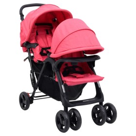 Carrito para gemelos tandem de acero rojo de vidaXL, Cochecitos de bebé - Ref: Foro24-10351, Precio: 194,99 €, Descuento: %