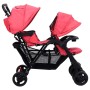 Carrito para gemelos tandem de acero rojo de vidaXL, Cochecitos de bebé - Ref: Foro24-10351, Precio: 194,99 €, Descuento: %