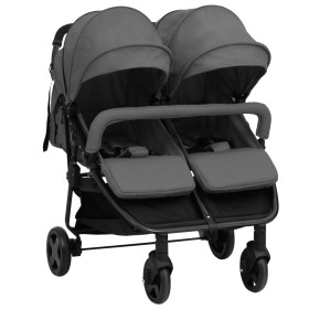 Carrito para gemelos de acero gris oscuro y negro de vidaXL, Cochecitos de bebé - Ref: Foro24-10360, Precio: 251,67 €, Descue...