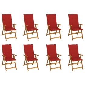 Folding garden chairs and cushions 8 pcs solid acacia wood by vidaXL, Garden chairs - Ref: Foro24-3075060, Price: 634,75 €, D...