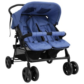 Carrito para gemelos de acero azul marino de vidaXL, Cochecitos de bebé - Ref: Foro24-10344, Precio: 230,99 €, Descuento: %