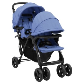 Tandem steel navy blue twin stroller by vidaXL, Baby strollers - Ref: Foro24-10350, Price: 217,92 €, Discount: %