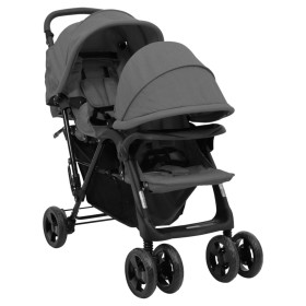 Carrito para gemelos tandem de acero gris oscuro de vidaXL, Cochecitos de bebé - Ref: Foro24-10348, Precio: 210,85 €, Descuen...