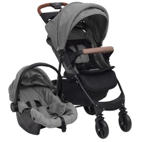 Carrito de bebés 3 en 1 de acero gris claro de vidaXL, Cochecitos de bebé - Ref: Foro24-10377, Precio: 196,25 €, Descuento: %