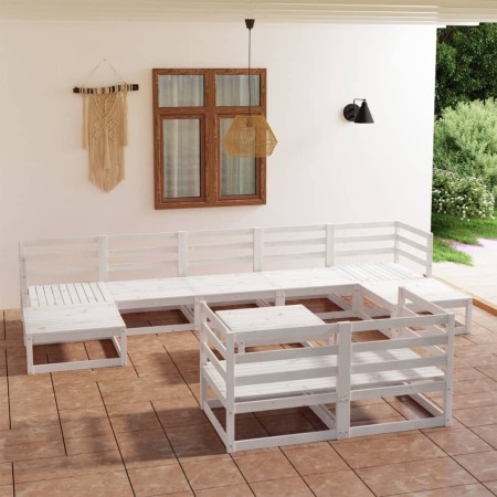 Gartenmöbel-Set 10-teilig aus massivem weißem Kiefernholz von vidaXL, Gartensets - Ref: Foro24-3078140, Preis: 474,99 €, Raba...