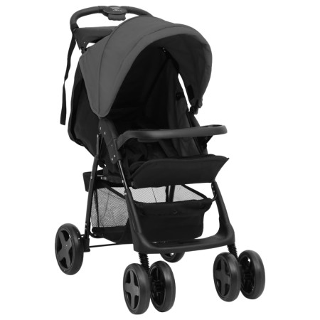 Dark gray and black 2-in-1 steel baby stroller by vidaXL, Baby strollers - Ref: Foro24-10384, Price: 108,92 €, Discount: %