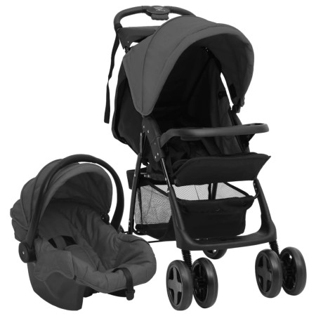 Dark gray and black 3-in-1 steel baby stroller by vidaXL, Baby strollers - Ref: Foro24-10390, Price: 206,99 €, Discount: %