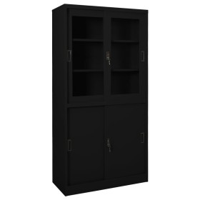 Armario de oficina con puerta corredera acero negro 90x40x180cm de vidaXL, Taquillas y armarios de almacenamiento - Ref: Foro...