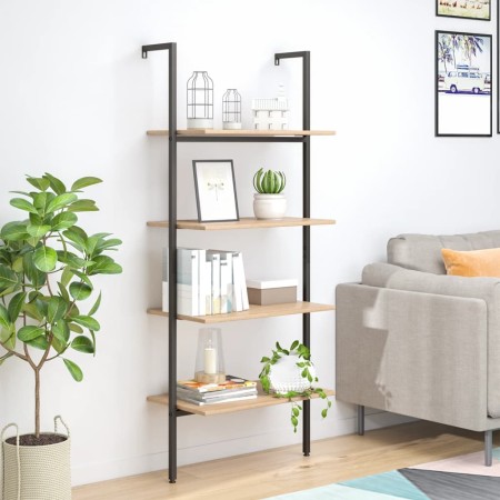 4 Böden Kippregal hellbraun schwarz 64x35x152,5 cm von vidaXL, Bücherregale und Regale - Ref: Foro24-336382, Preis: 65,99 €, ...