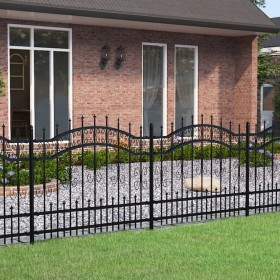 Garden fence with black coated steel spearhead 140cm by vidaXL, fence panels - Ref: Foro24-151085, Price: 234,99 €, Discount: %