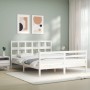 Estructura de cama con cabecero madera maciza blanco 160x200 cm de vidaXL, Camas y somieres - Ref: Foro24-3194842, Precio: 14...