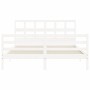 Estructura de cama con cabecero madera maciza blanco 160x200 cm de vidaXL, Camas y somieres - Ref: Foro24-3194842, Precio: 14...