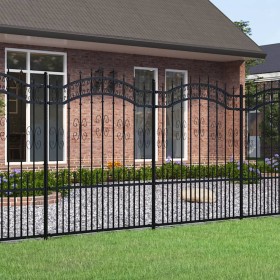 Garden fence with black coated steel spearhead 190cm by vidaXL, fence panels - Ref: Foro24-151087, Price: 232,99 €, Discount: %