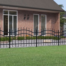 Garden fence with spearhead black coated steel 115cm by vidaXL, fence panels - Ref: Foro24-151079, Price: 128,44 €, Discount: %