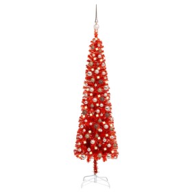 Schlanker Weihnachtsbaum mit LEDs und roten Kugeln 150 cm von vidaXL, Weihnachtsbäume - Ref: Foro24-3078081, Preis: 57,39 €, ...