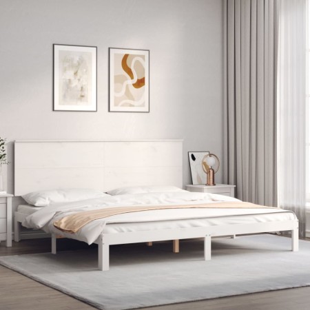 Estructura de cama con cabecero madera maciza blanco 200x200 cm de vidaXL, Camas y somieres - Ref: Foro24-3193682, Precio: 17...