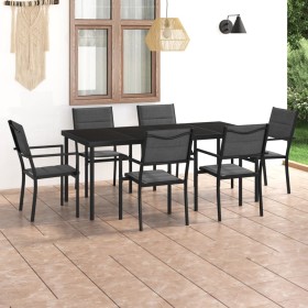 Juego de comedor para jardín 7 piezas acero de vidaXL, Conjuntos de jardín - Ref: Foro24-3073527, Precio: 443,03 €, Descuento: %