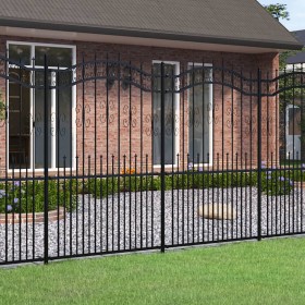 Garden fence with spearhead black coated steel 222cm by vidaXL, fence panels - Ref: Foro24-151088, Price: 227,38 €, Discount: %