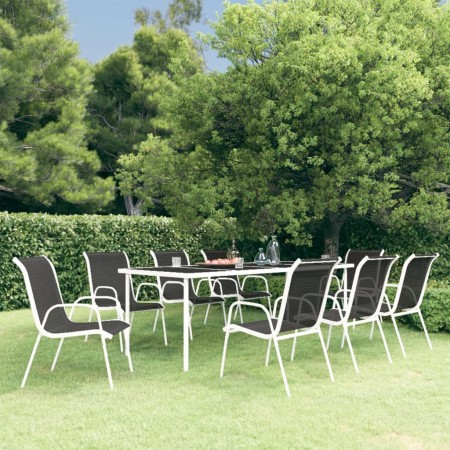 Juego de comedor de jardín 9 piezas de acero negro de vidaXL, Conjuntos de jardín - Ref: Foro24-3073467, Precio: 526,01 €, De...