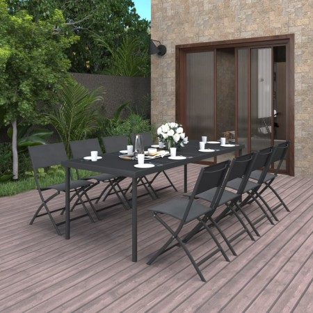 Juego de comedor de jardín 9 piezas acero de vidaXL, Conjuntos de jardín - Ref: Foro24-3073507, Precio: 438,20 €, Descuento: %