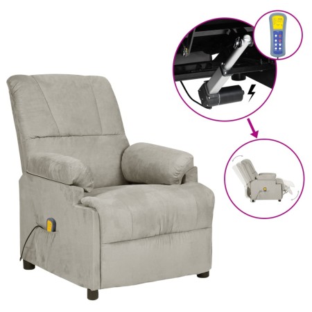 Sillón de masaje eléctrico piel de ante sintético gris claro de vidaXL, Sillones de masaje eléctricos - Ref: Foro24-3073838, ...